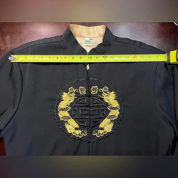 Vintage Chinese Dragon Embroidered Smoking Jacket MiMi Mandarin Unisex, XXL - Picture 7 of 8